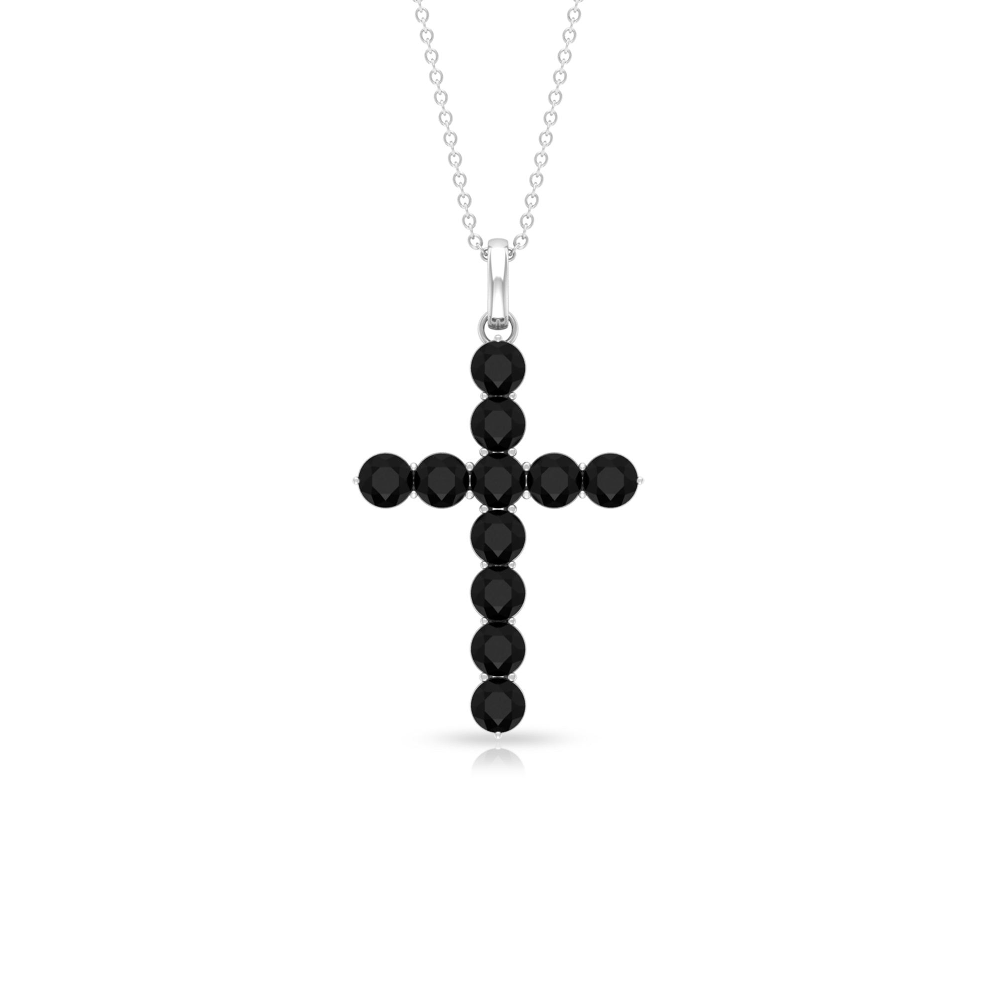 Created Black Diamond Cross Pendant Necklace in Gold Lab Created Black Diamond - ( AAAA ) - Quality - Rosec Jewels