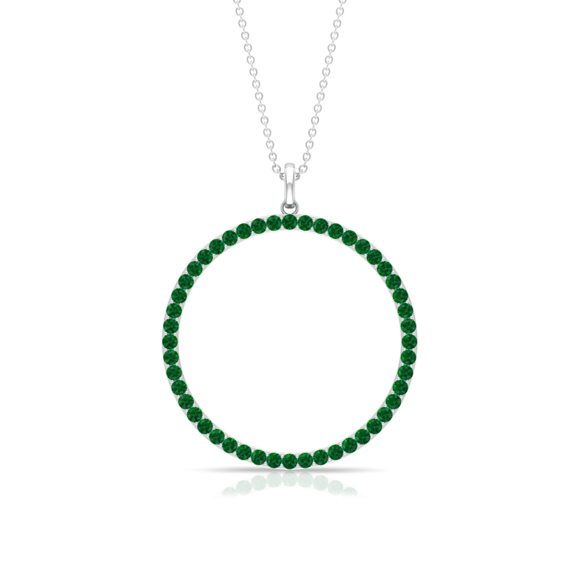 Emerald Eternity Pendant in Pave Setting Emerald - ( AAA ) - Quality - Rosec Jewels