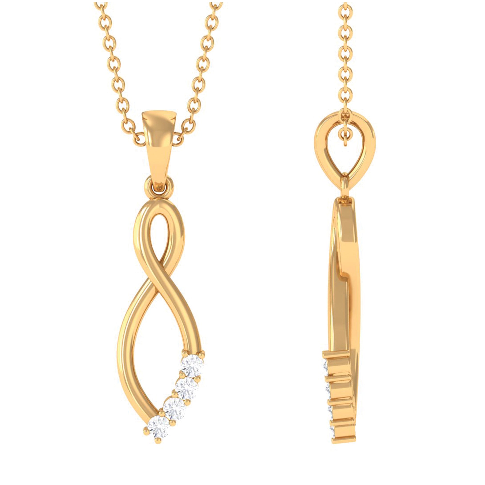 Natural Diamond Gold Infinity Pendant Necklace Diamond - ( HI-SI ) - Color and Clarity - Rosec Jewels