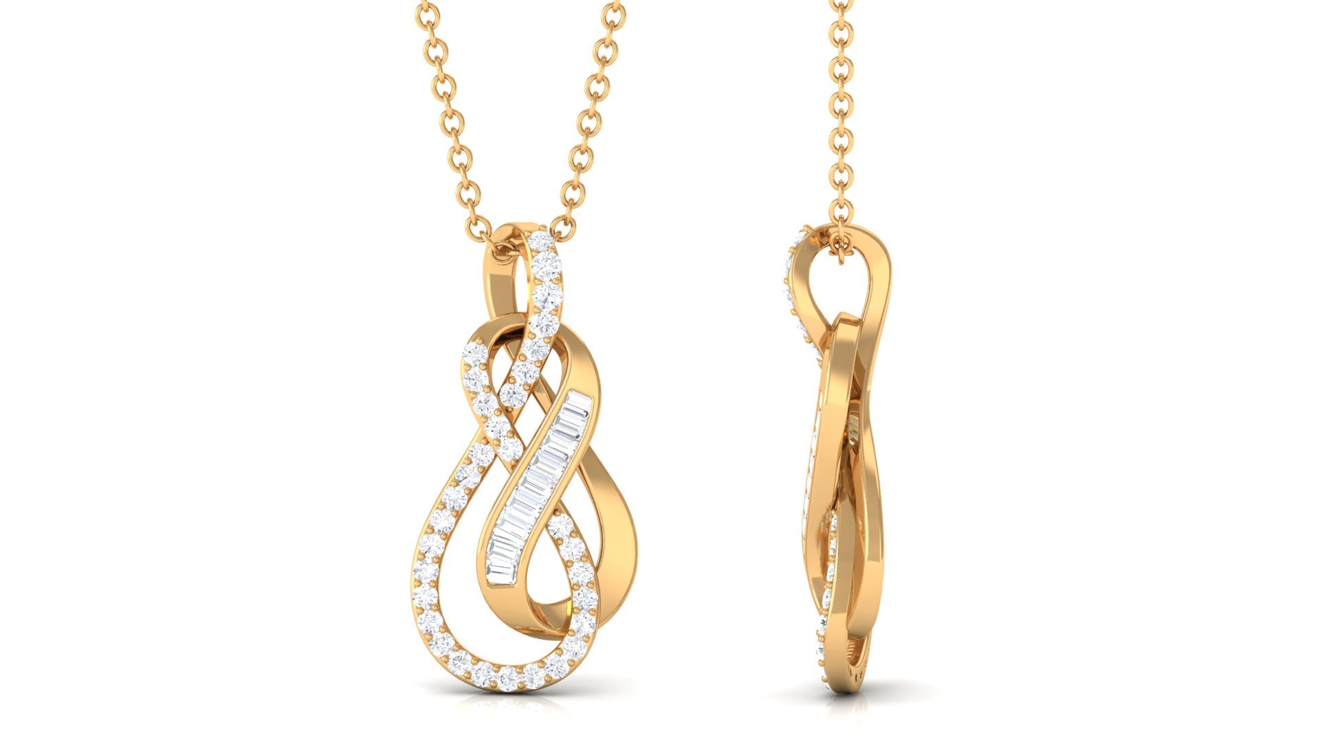 Genuine Diamond Twin Interlocked Infinity Pendant Necklace Diamond - ( HI-SI ) - Color and Clarity - Rosec Jewels