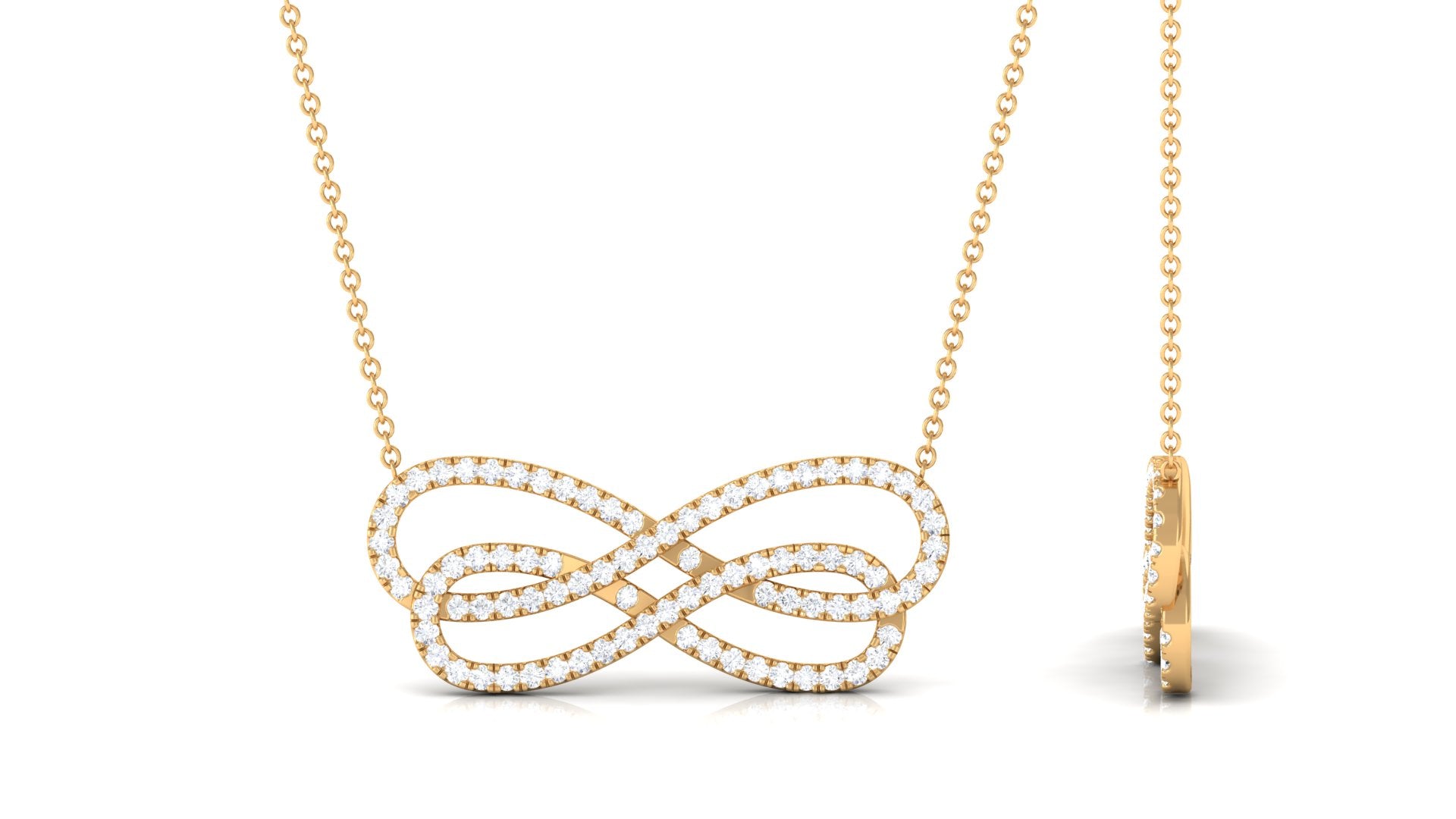 Diamond Twin Infinity Interlock Necklace Diamond - ( HI-SI ) - Color and Clarity - Rosec Jewels