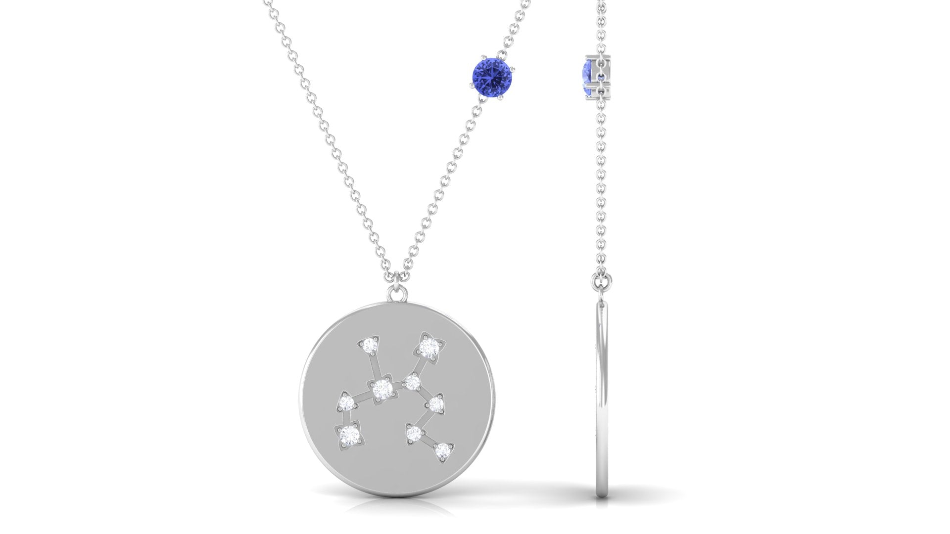 Tanzanite and Diamond Sagittarius Constellation Disc Pendant Tanzanite - ( AAA ) - Quality - Rosec Jewels