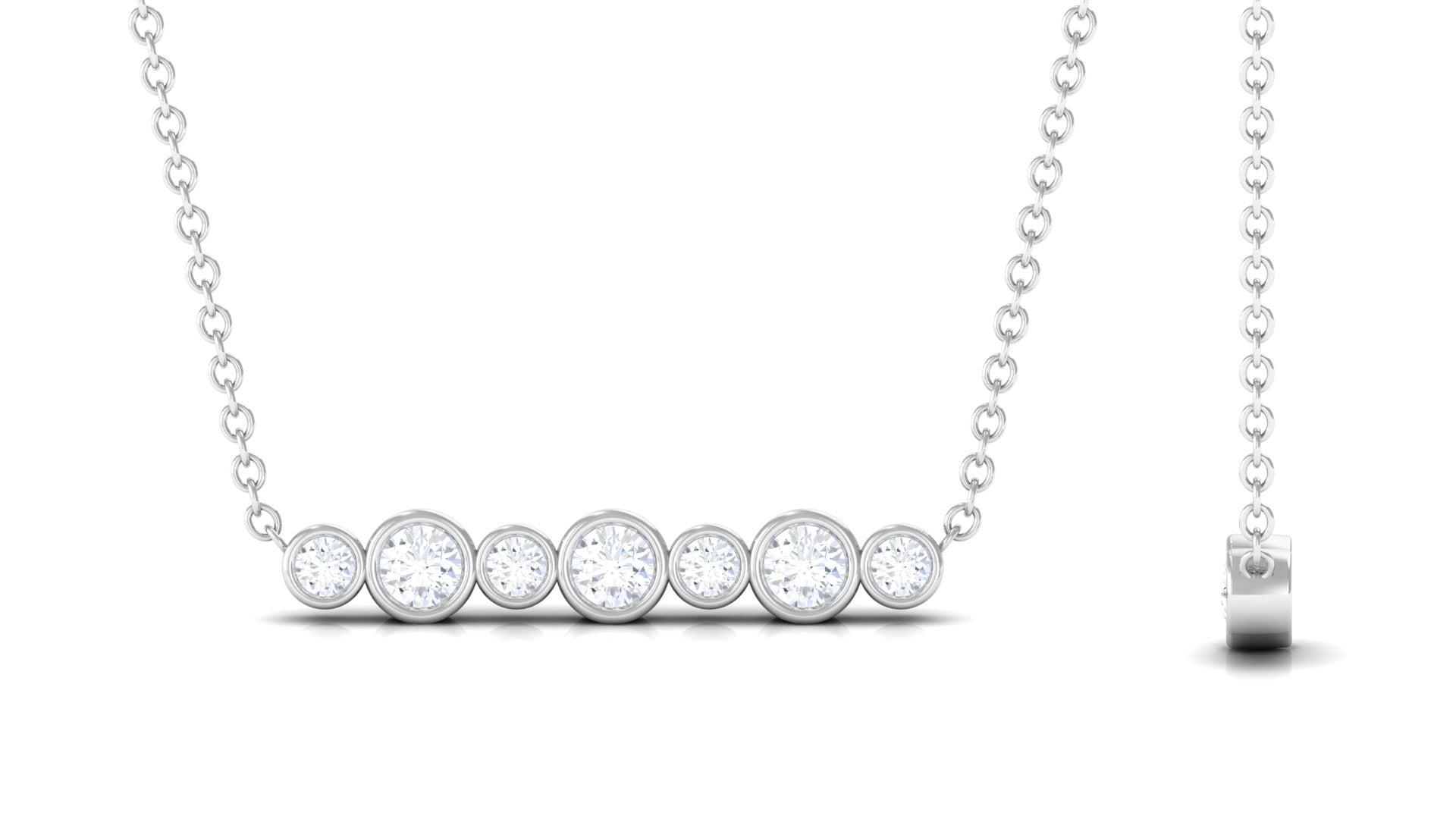 0.25 CT Bezel Set Diamond Seven Stone Horizontal Bar Necklace Diamond - ( HI-SI ) - Color and Clarity - Rosec Jewels