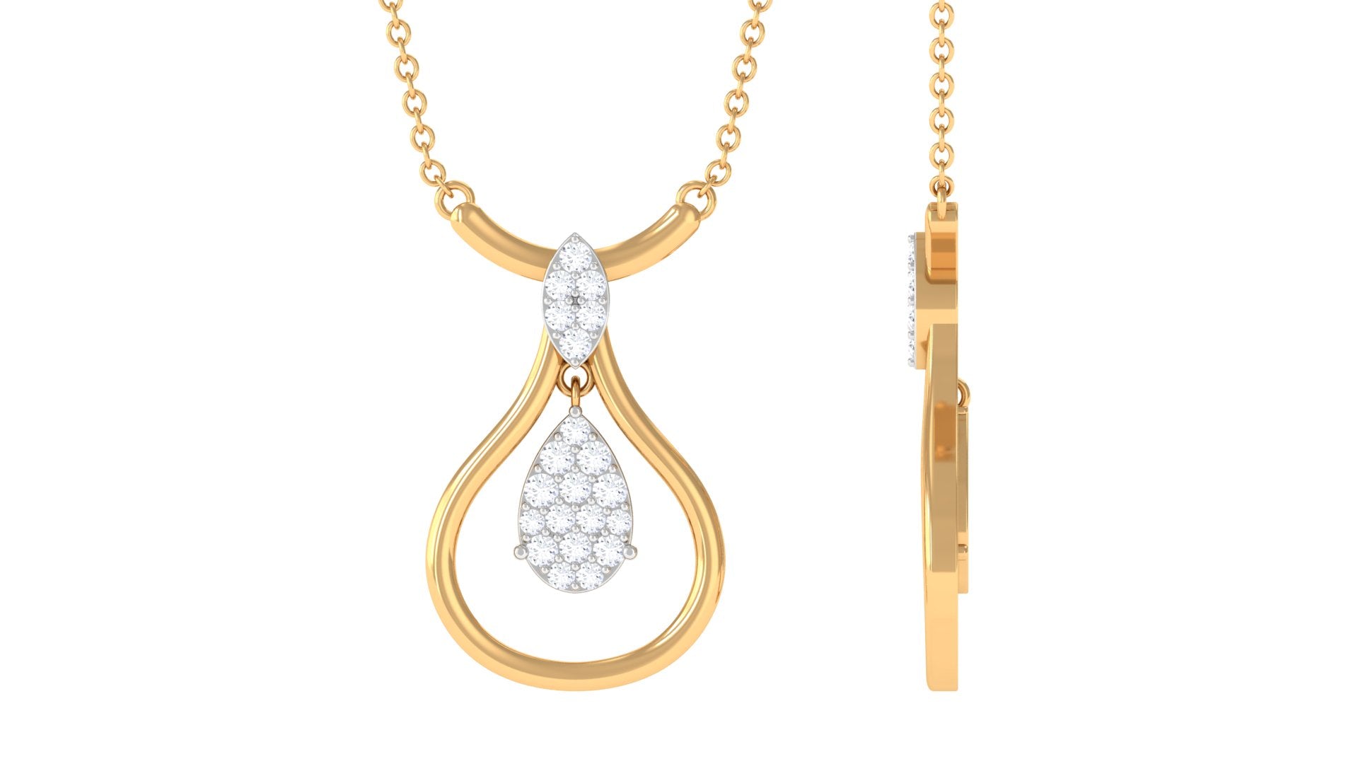 Round Diamond Minimal Teardrop Necklace Diamond - ( HI-SI ) - Color and Clarity - Rosec Jewels