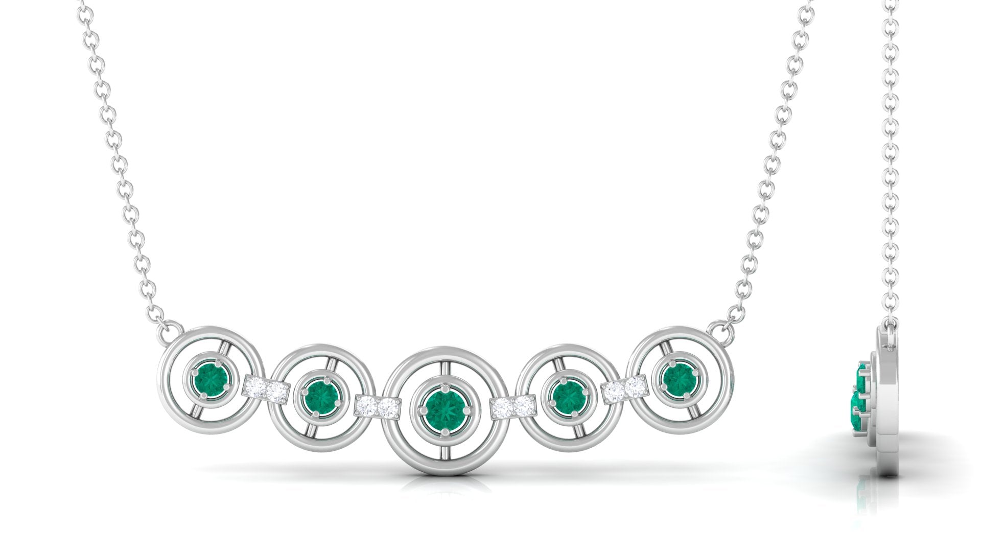 1/2 CT Emerald and Diamond Contemporary Necklace Emerald - ( AAA ) - Quality - Rosec Jewels