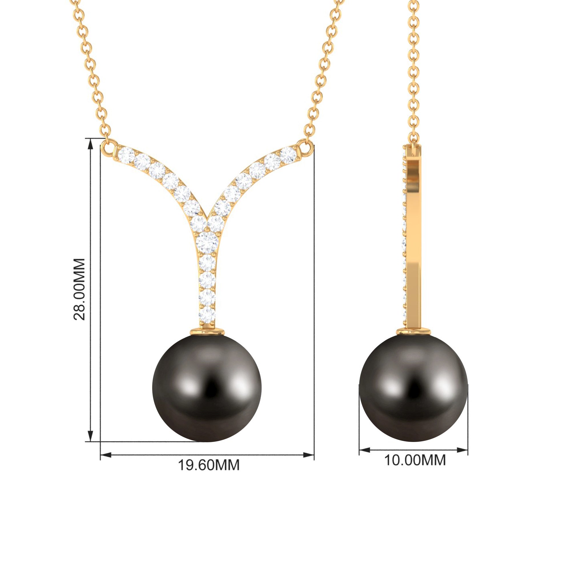 Black Tahitian Pearl and Diamond Classic Necklace Tahitian pearl - ( AAA ) - Quality - Rosec Jewels