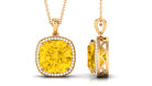 Classic Created Yellow Sapphire and Moissanite Halo Pendant Necklace Lab Created Yellow Sapphire - ( AAAA ) - Quality - Rosec Jewels