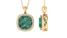 Created Green Sapphire Pendant Necklace with Moissanite Halo Lab Created Green Sapphire - ( AAAA ) - Quality - Rosec Jewels