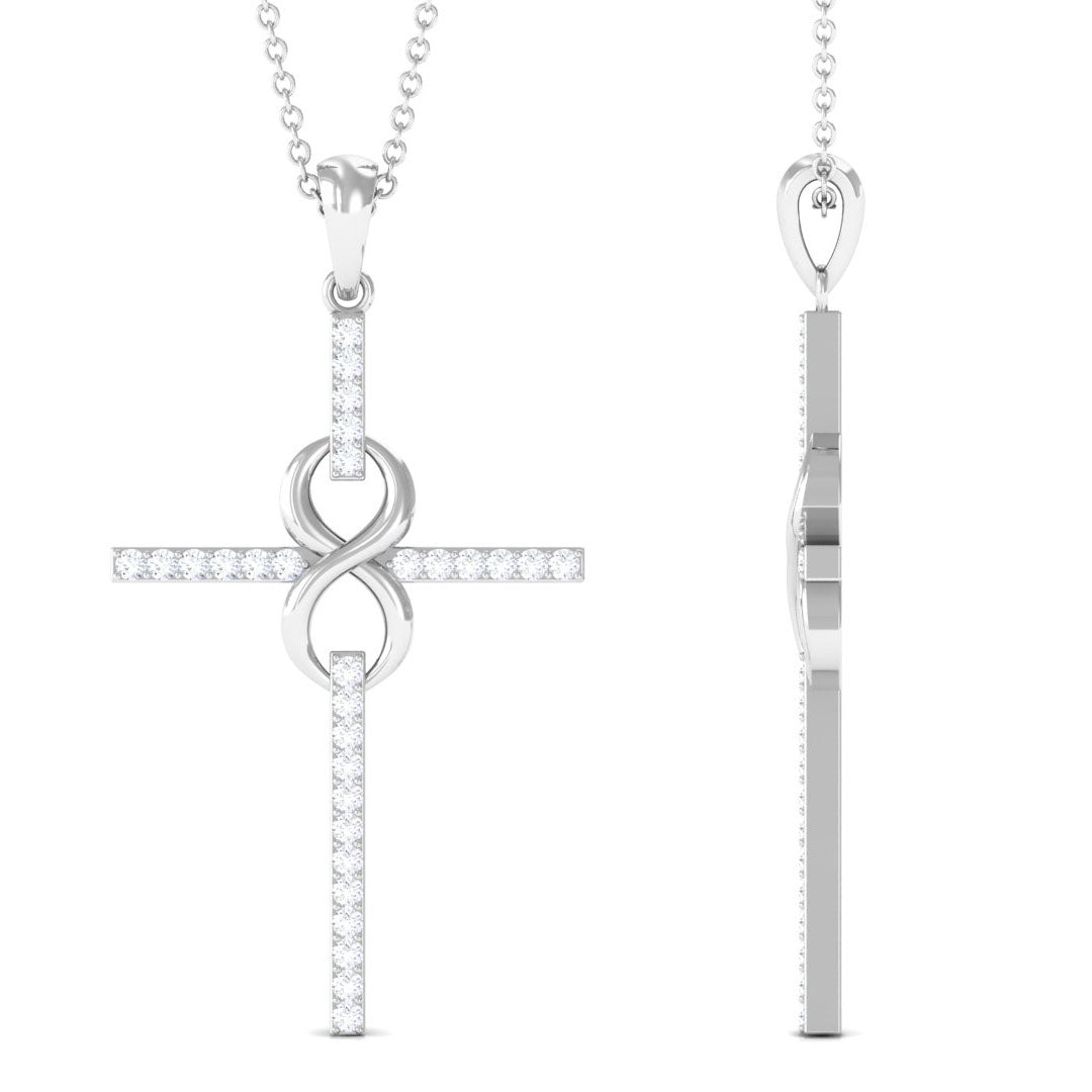 Certified Moissanite Cross Infinity Pendant Moissanite - ( D-VS1 ) - Color and Clarity - Rosec Jewels