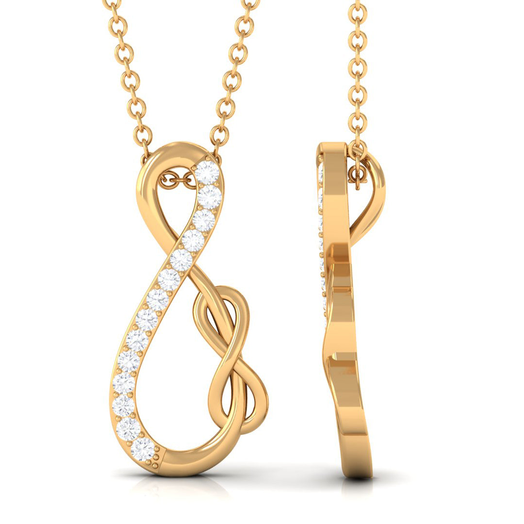 Interlock Infinity Pendant Necklace with Moissanite in Gold Moissanite - ( D-VS1 ) - Color and Clarity - Rosec Jewels