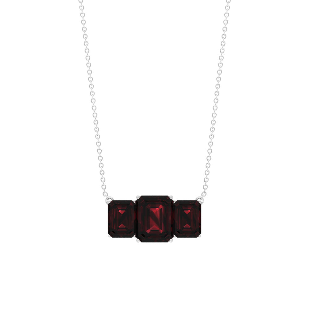 3 CT Three Stone Octagon Shape Garnet Pendant Necklace for Women Garnet - ( AAA ) - Quality - Rosec Jewels