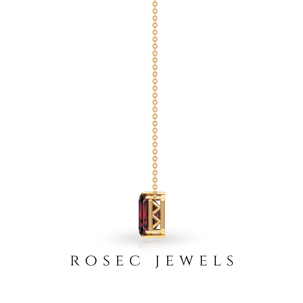 3 CT Three Stone Octagon Shape Garnet Pendant Necklace for Women Garnet - ( AAA ) - Quality - Rosec Jewels