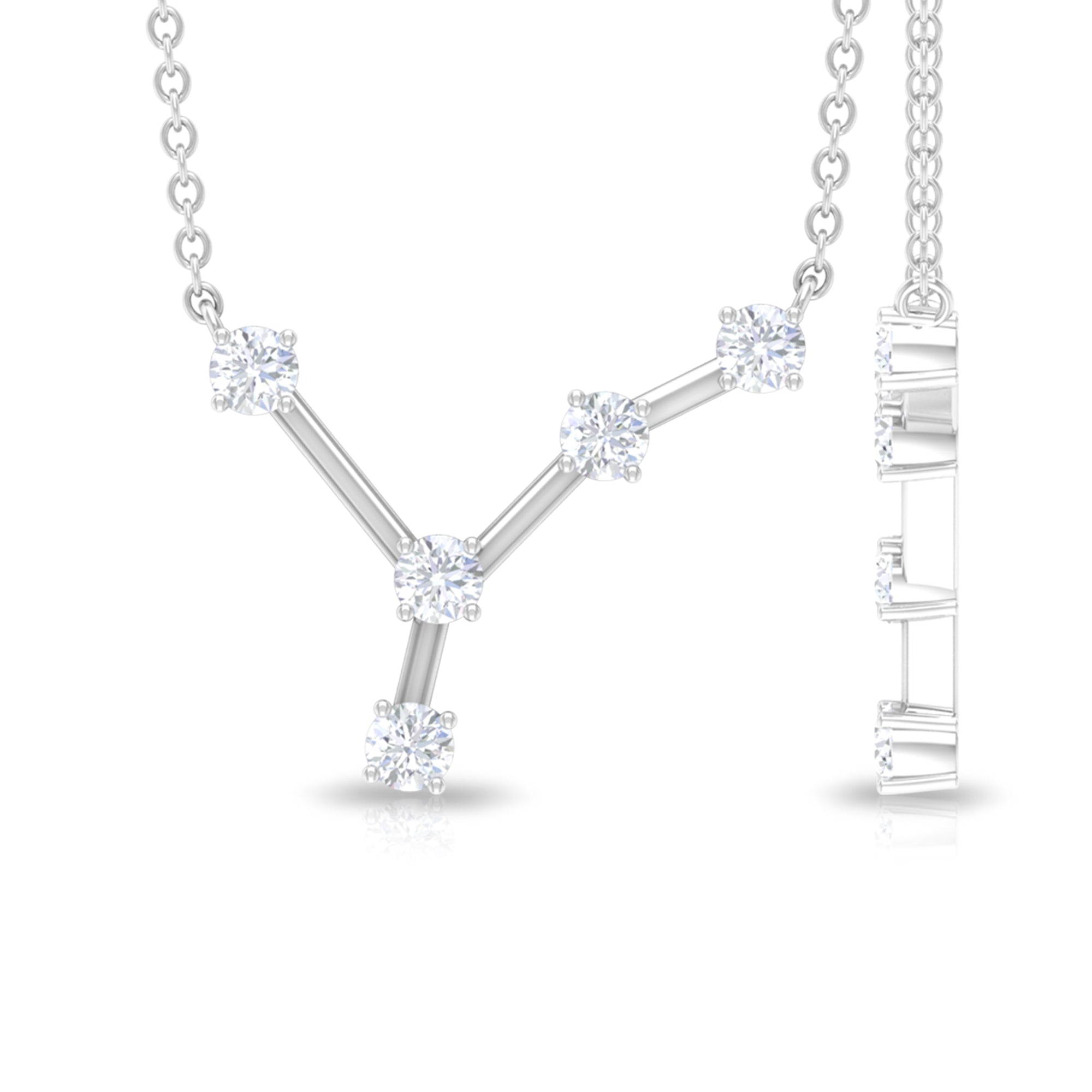 Diamond Cancer Zodiac Constellation Necklace Diamond - ( HI-SI ) - Color and Clarity - Rosec Jewels