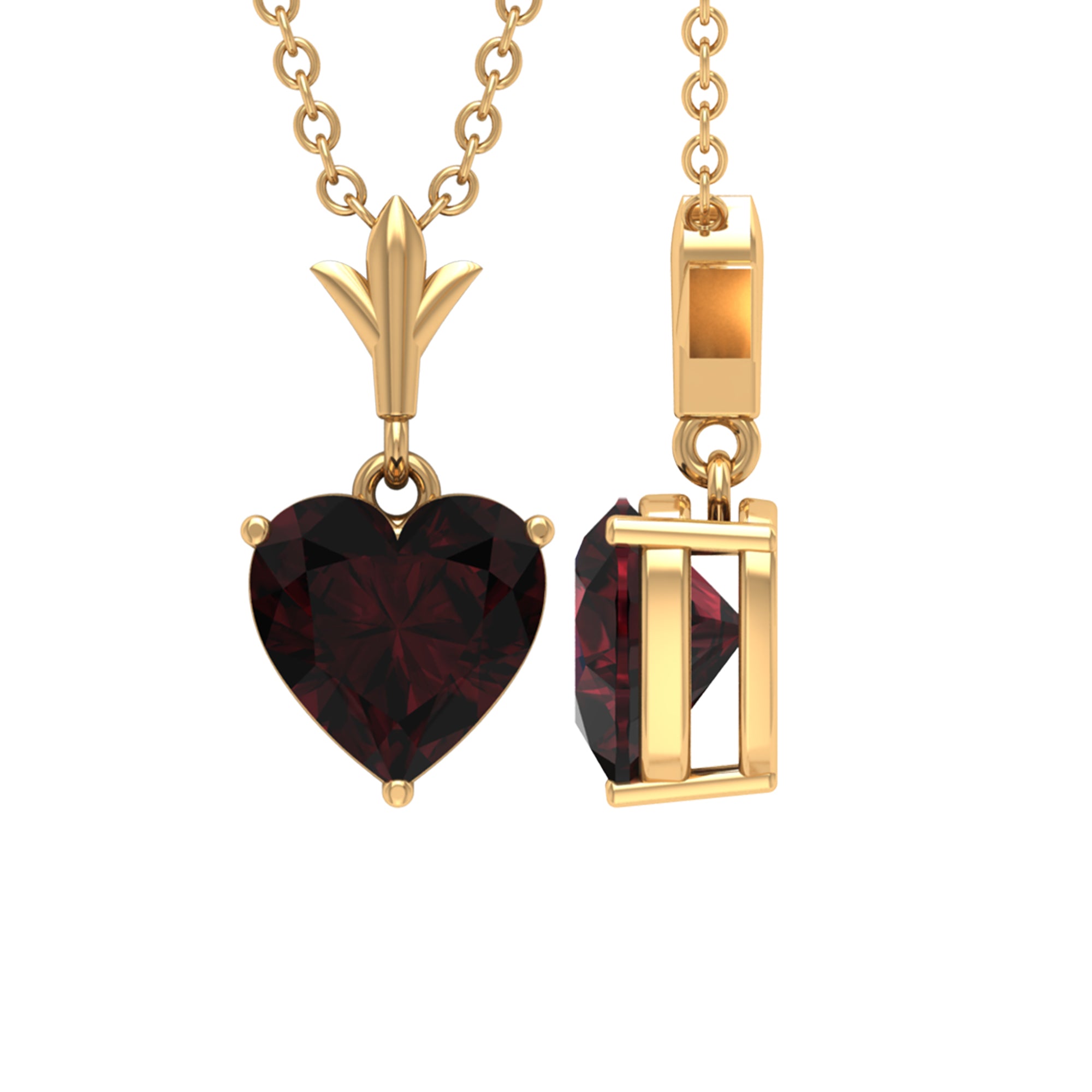 Heart Shape Garnet Solitaire Pendant Necklace Garnet - ( AAA ) - Quality - Rosec Jewels