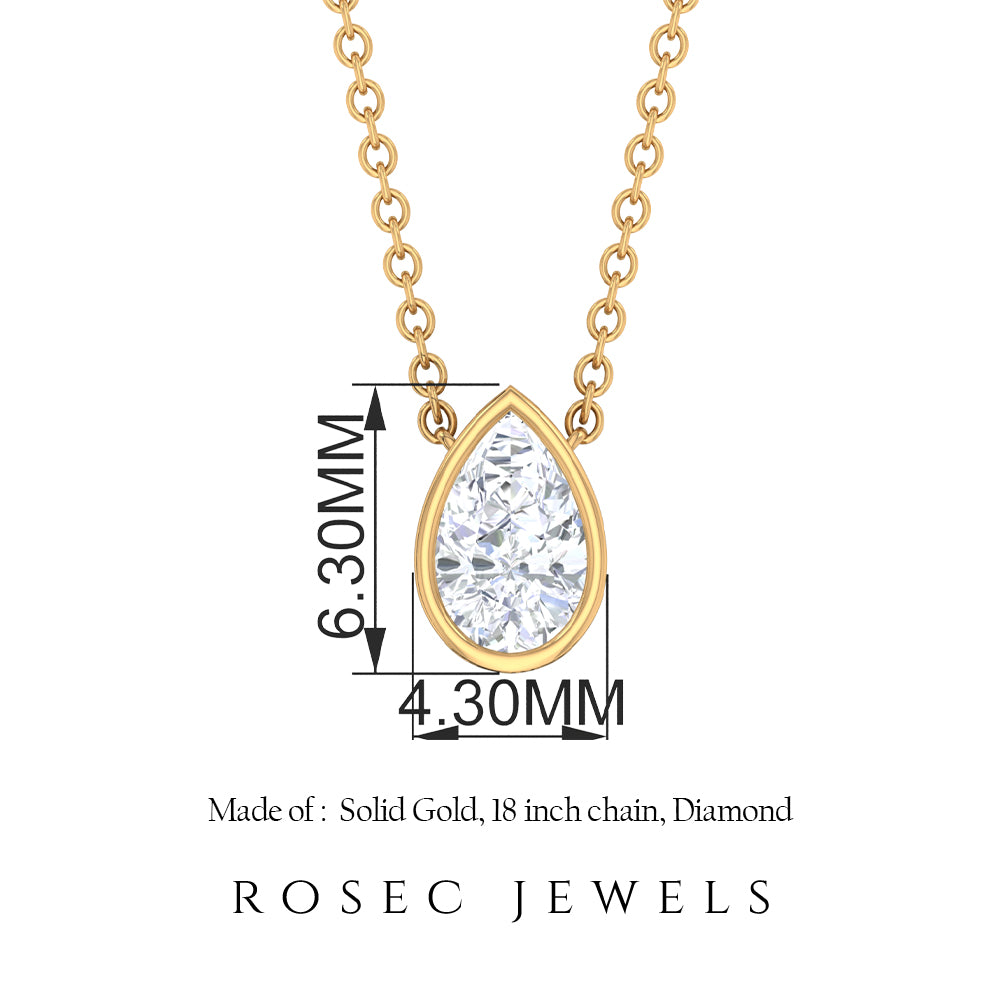 1/4 CT Pear Shape Diamond Solitaire Necklace Diamond - ( HI-SI ) - Color and Clarity - Rosec Jewels