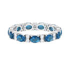 East West London Blue Topaz and Diamond Eternity Wedding Band London Blue Topaz - ( AAA ) - Quality - Rosec Jewels