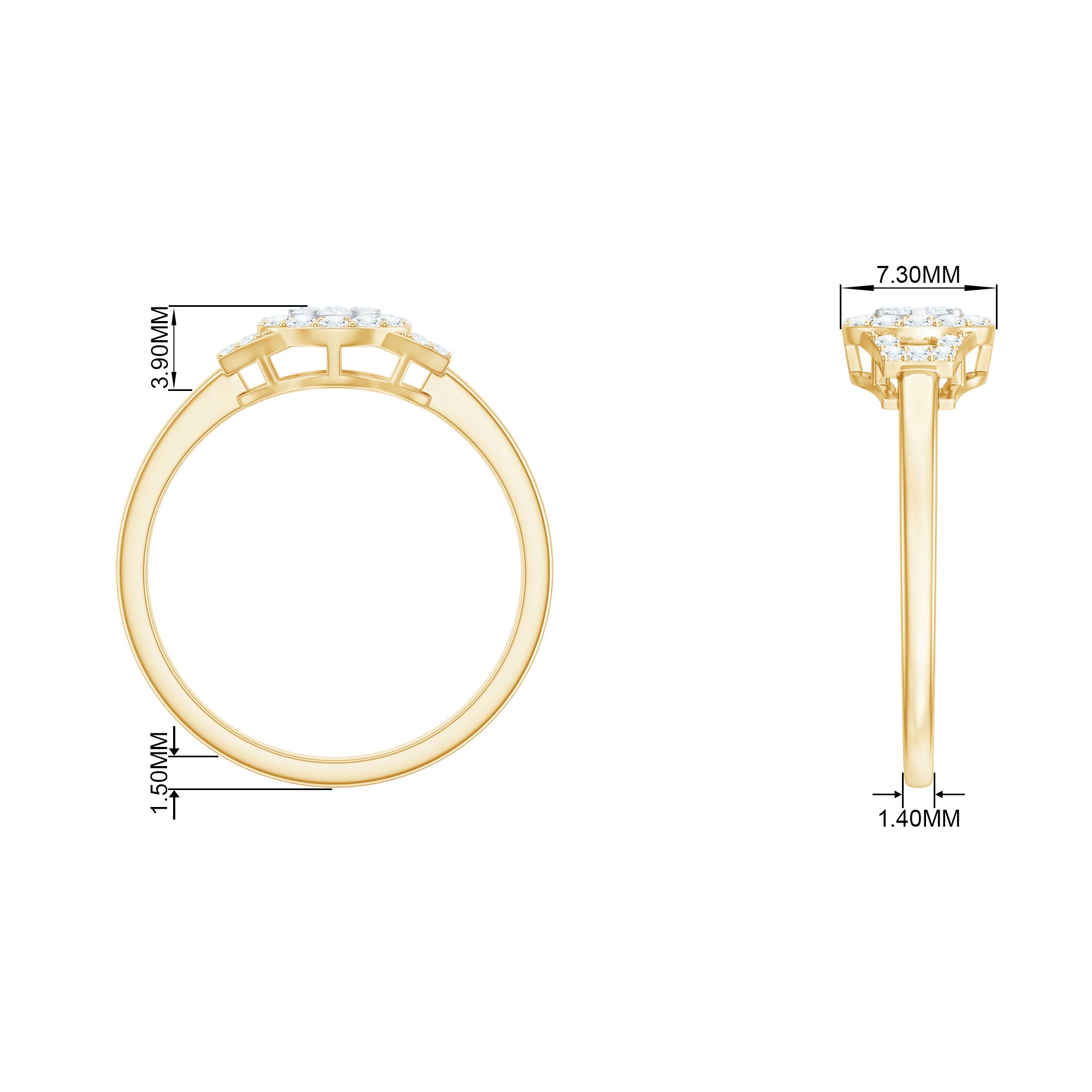 1/4 CT Minimal Diamond Engagement Ring in Gold Diamond - ( HI-SI ) - Color and Clarity - Rosec Jewels