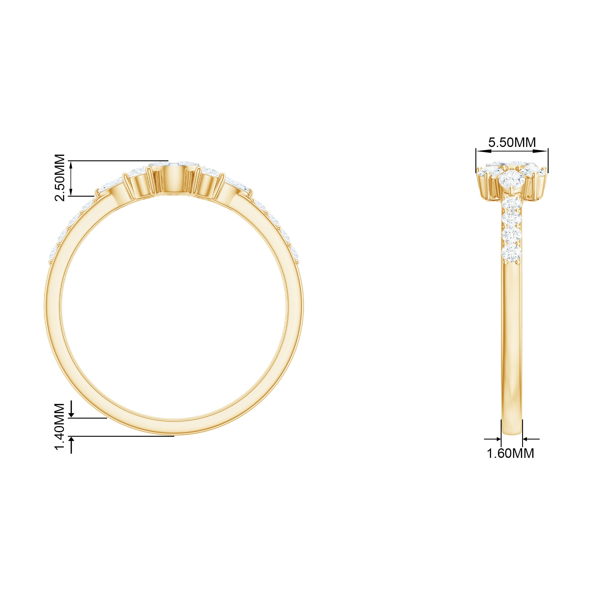 3/4 CT Real Diamond Antique Promise Ring in Gold Diamond - ( HI-SI ) - Color and Clarity - Rosec Jewels