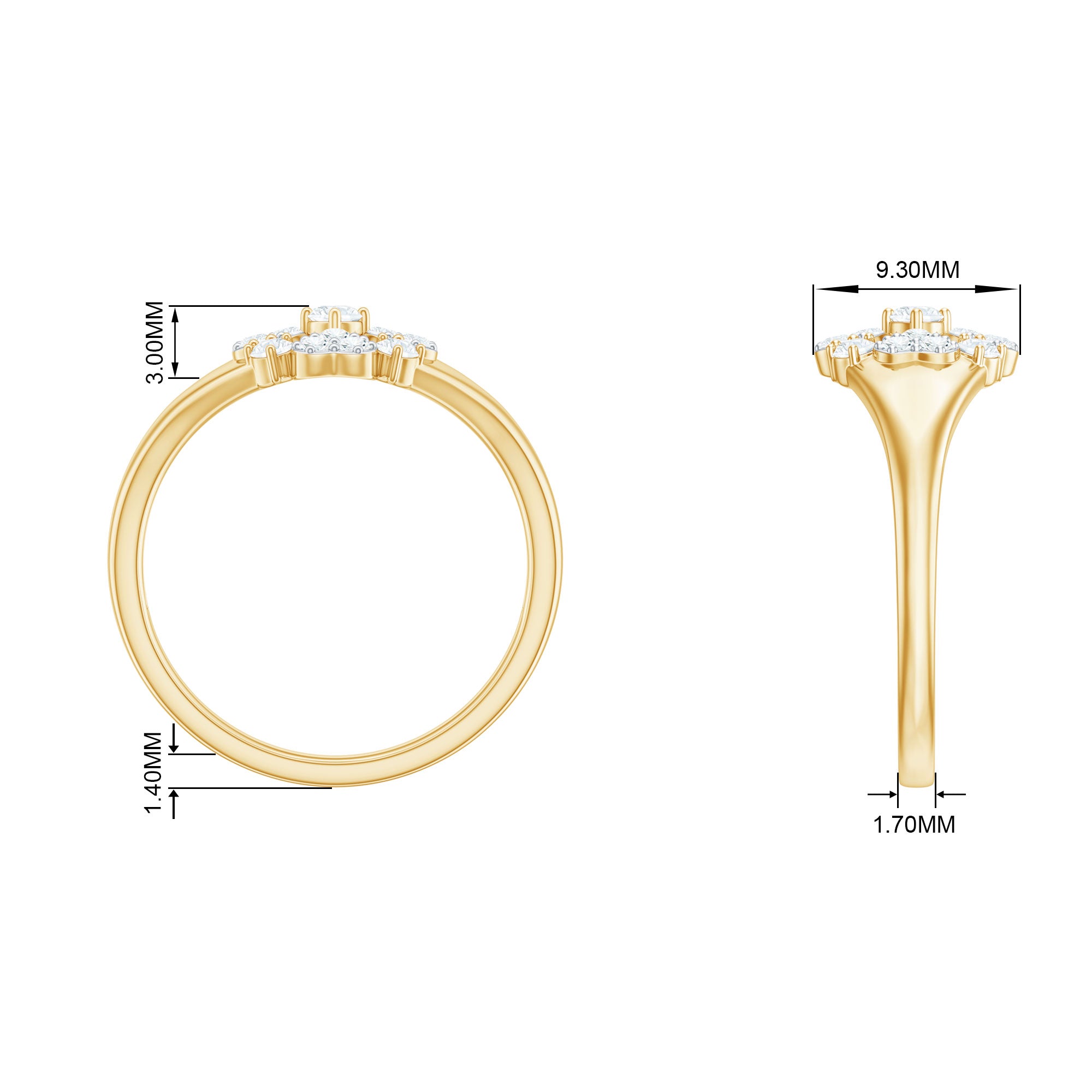 Illusion Set Diamond Floral Heart Ring Diamond - ( HI-SI ) - Color and Clarity - Rosec Jewels