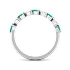 Emerald and Moissanite Half Eternity Ring in Prong Setting Emerald - ( AAA ) - Quality - Rosec Jewels