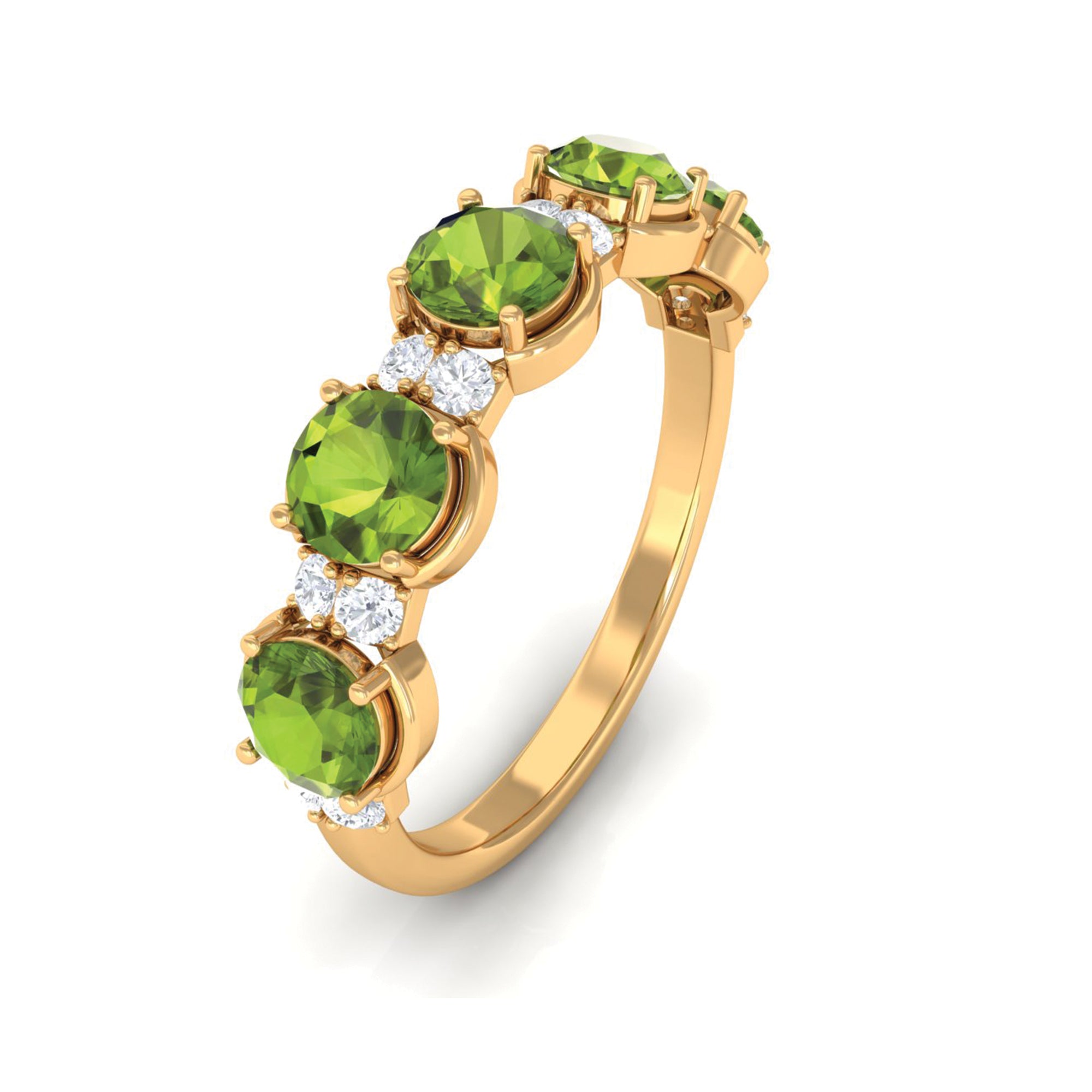 1.50 CT Peridot Half Eternity Ring in Prong Setting with Diamond Peridot - ( AAA ) - Quality - Rosec Jewels