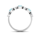 Aquamarine and Diamond Heart Shape Eternity Ring Aquamarine - ( AAA ) - Quality - Rosec Jewels