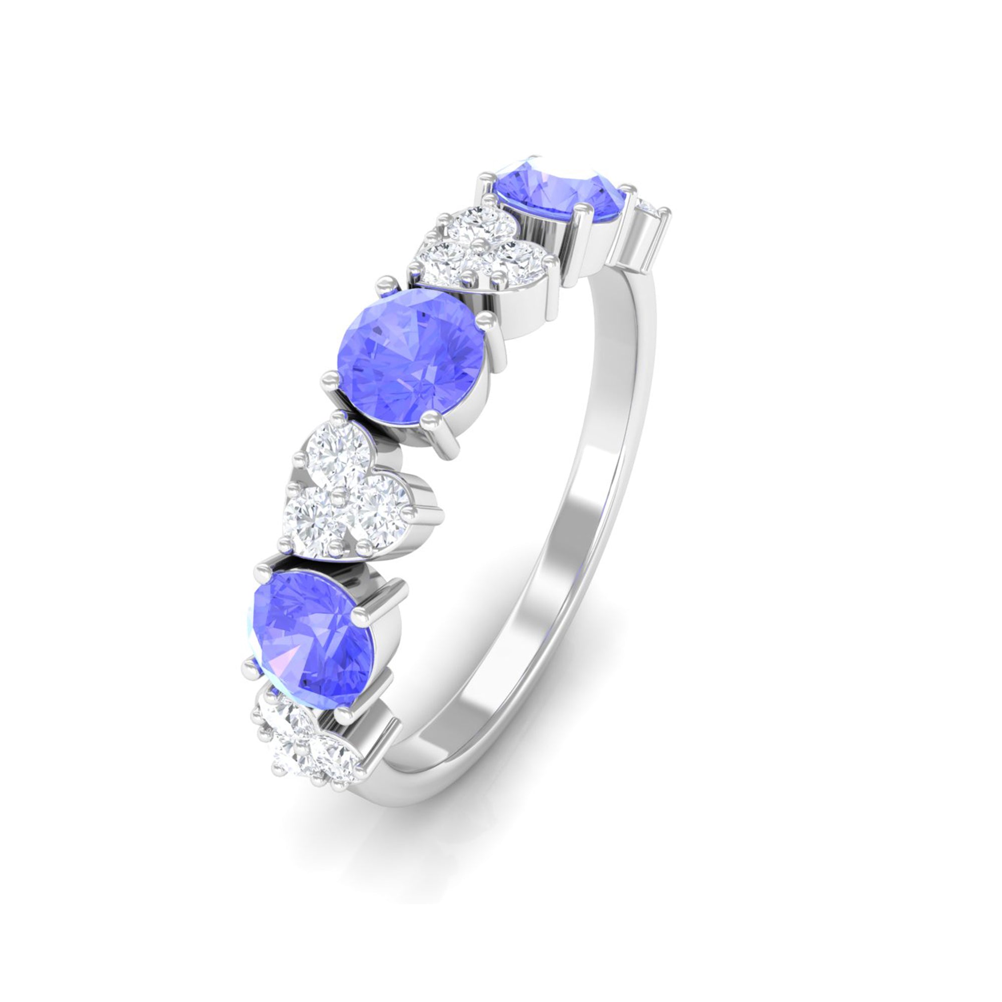 Natural Tanzanite Half Eternity Ring Tanzanite - ( AAA ) - Quality - Rosec Jewels