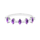 Amethyst and Diamond Alternate Half Eternity Ring Amethyst - ( AAA ) - Quality - Rosec Jewels