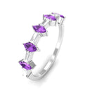 Amethyst and Diamond Alternate Half Eternity Ring Amethyst - ( AAA ) - Quality - Rosec Jewels