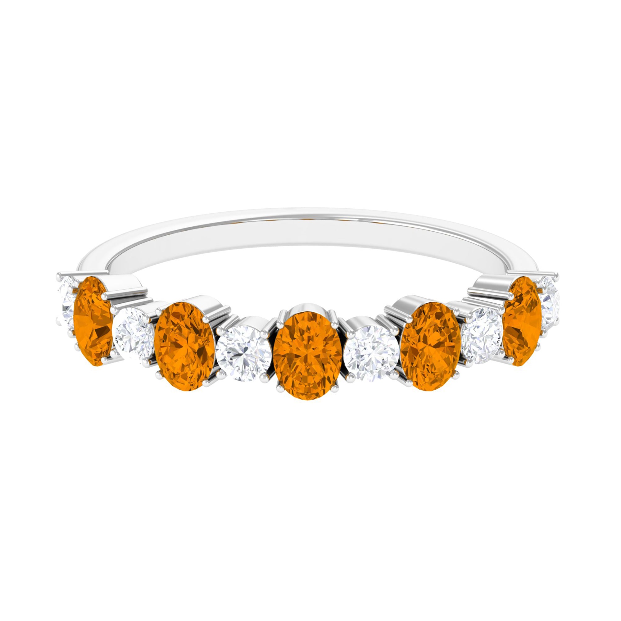 1.25 CT Alternate Citrine and Diamond Half Eternity Ring Citrine - ( AAA ) - Quality - Rosec Jewels