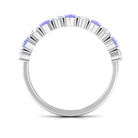 Genuine Tanzanite Stackable Half Eternity Ring Tanzanite - ( AAA ) - Quality - Rosec Jewels