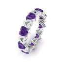 Amethyst and Diamond Heart Shape Eternity Ring Amethyst - ( AAA ) - Quality - Rosec Jewels