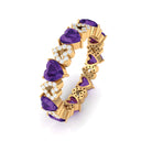 Amethyst and Diamond Heart Shape Eternity Ring Amethyst - ( AAA ) - Quality - Rosec Jewels