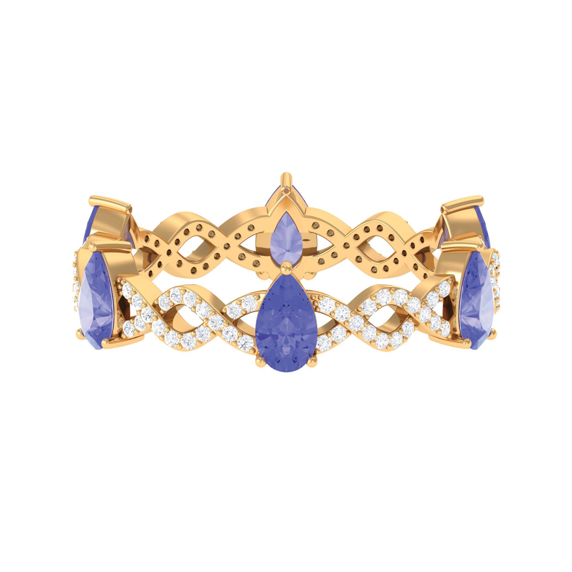 2 CT Tanzanite and Diamond Full Eternity Ring with Crossover Shank Tanzanite - ( AAA ) - Quality - Rosec Jewels