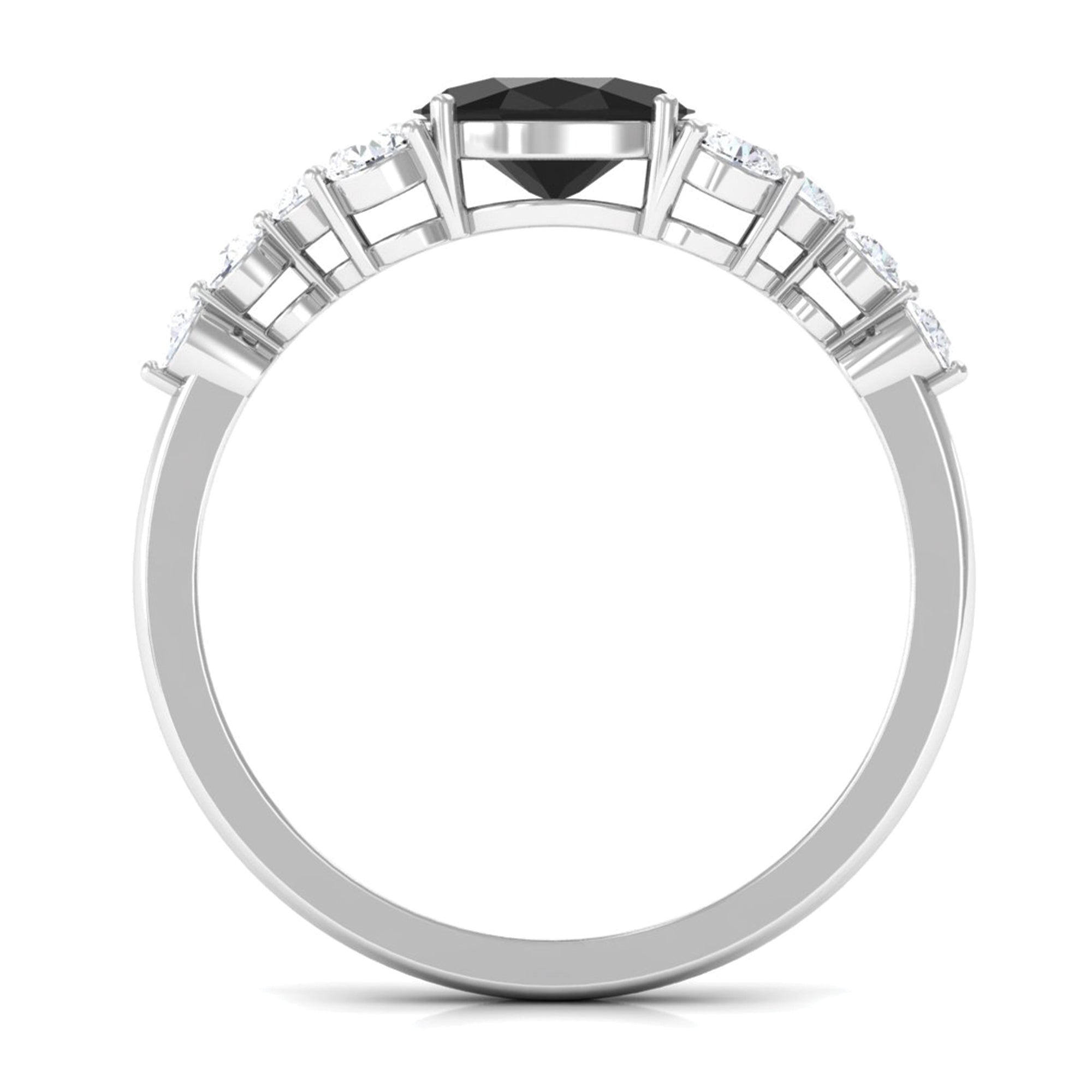 1.75 CT Solitaire Black Diamond East West Ring with Moissanite Black Diamond - ( AAA ) - Quality - Rosec Jewels