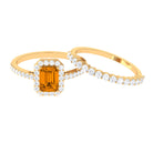 2.75 CT Natural Citrine and Moissanite Ring Set in Gold Citrine - ( AAA ) - Quality - Rosec Jewels