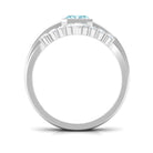 Natural Aquamarine Solitaire Ring Set with Diamond Aquamarine - ( AAA ) - Quality - Rosec Jewels