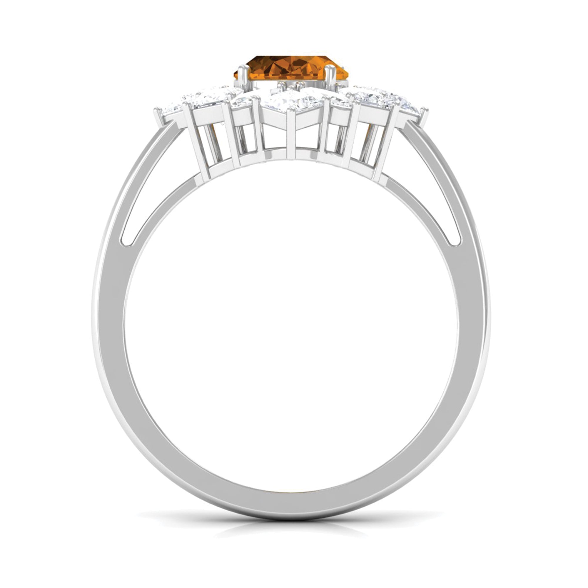 2.25 CT Oval Cut Citrine Cocktail Ring with Moissanite Stones Citrine - ( AAA ) - Quality - Rosec Jewels