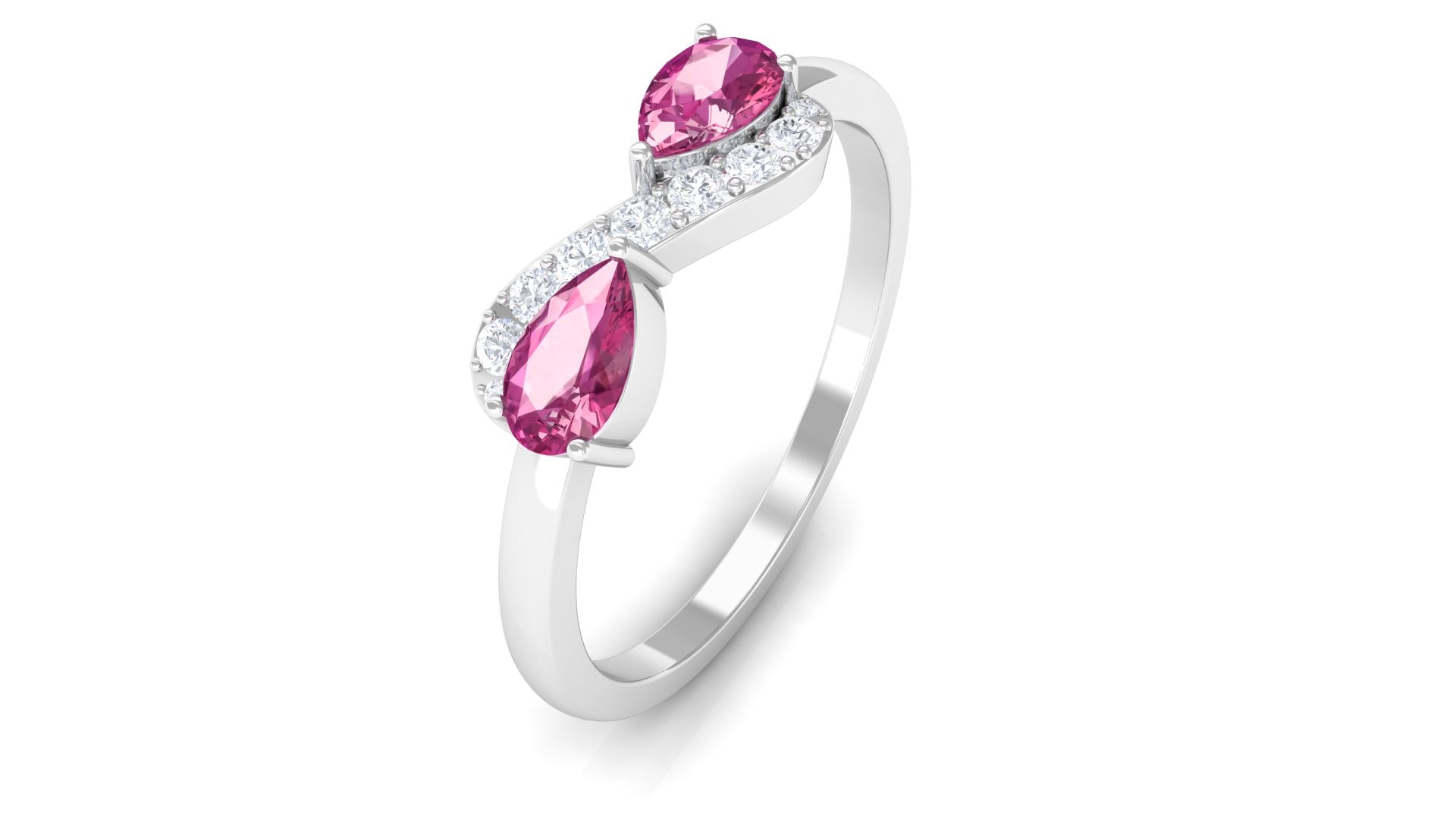 Pink Tourmaline Infinity Promise Ring with Diamond Pink Tourmaline - ( AAA ) - Quality - Rosec Jewels