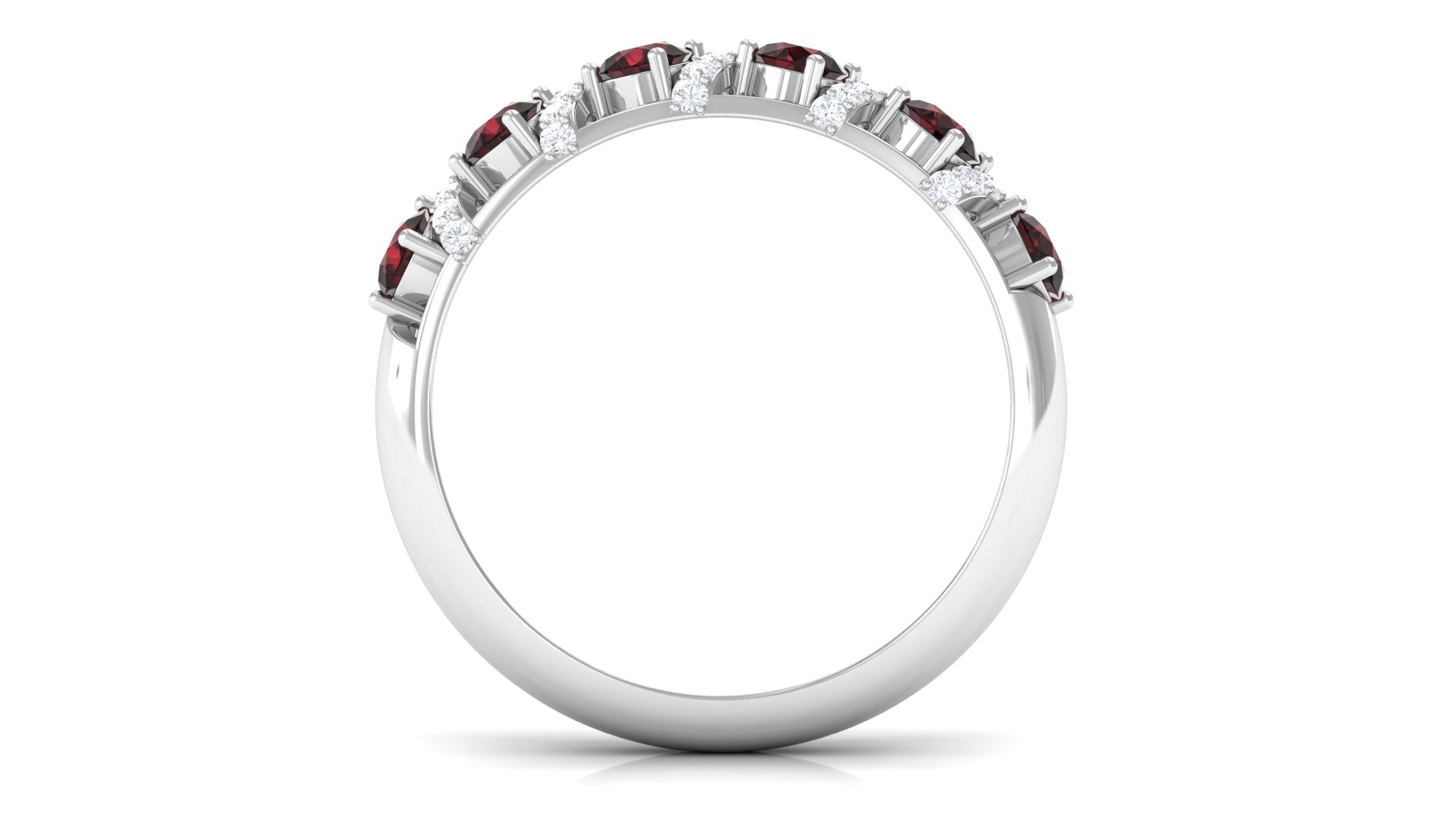 Garnet and Diamond Designer Anniversary Ring Garnet - ( AAA ) - Quality - Rosec Jewels