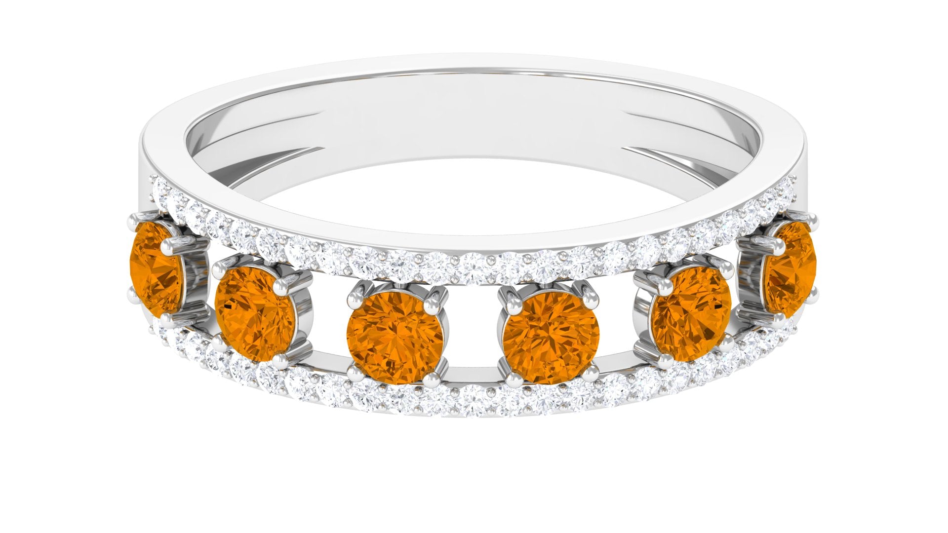 0.75 CT Real Citrine Anniversary Ring with Moissanite Accent Citrine - ( AAA ) - Quality - Rosec Jewels