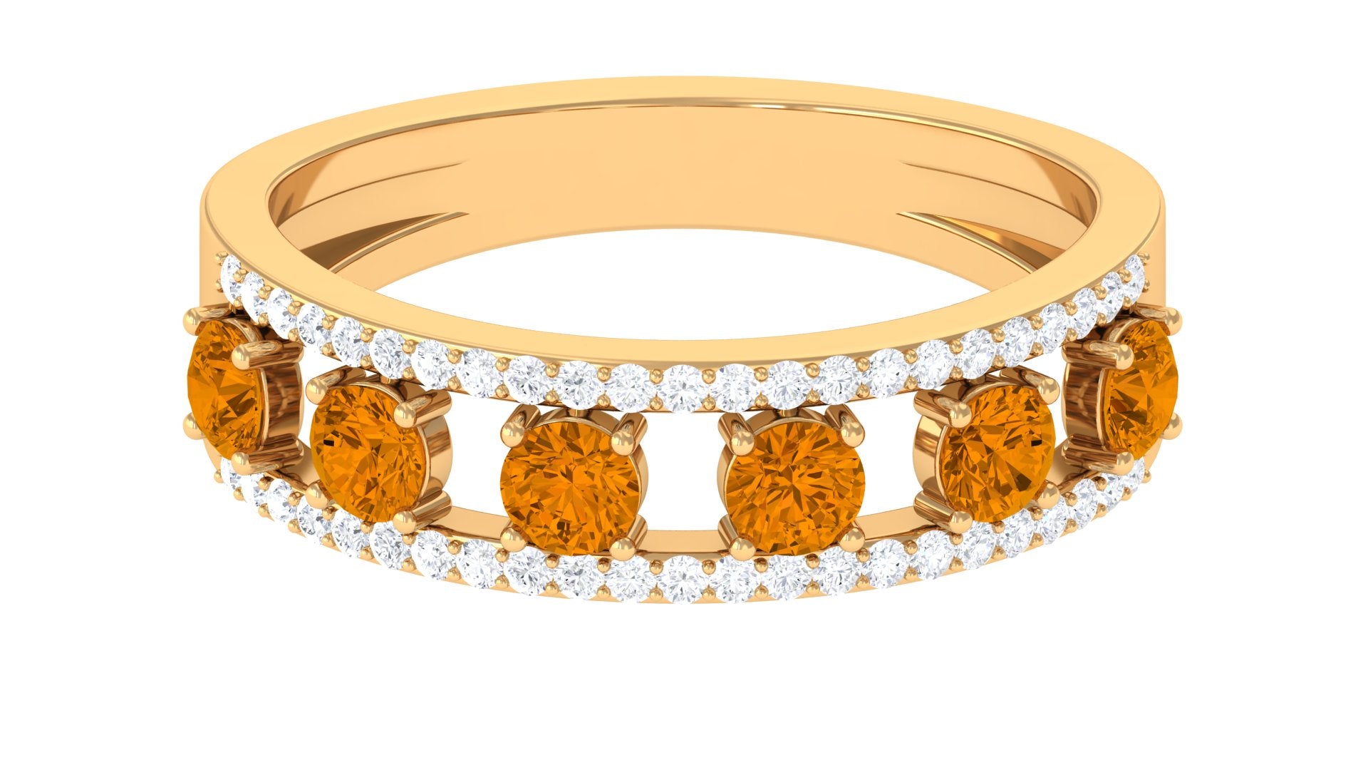 0.75 CT Real Citrine Anniversary Ring with Moissanite Accent Citrine - ( AAA ) - Quality - Rosec Jewels