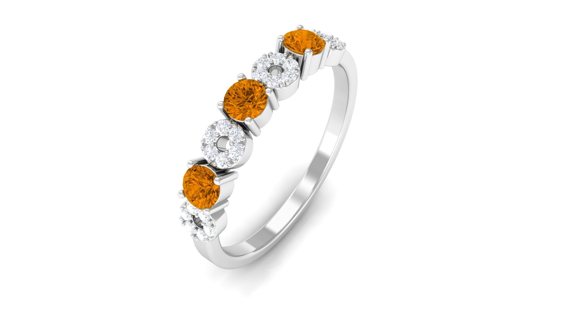 1/2 CT Citrine and Diamond Semi Eternity Ring Citrine - ( AAA ) - Quality - Rosec Jewels