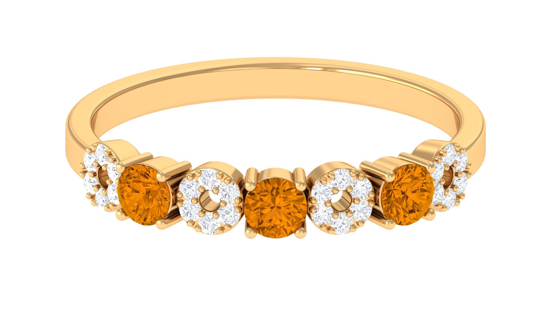 1/2 CT Citrine and Diamond Semi Eternity Ring Citrine - ( AAA ) - Quality - Rosec Jewels