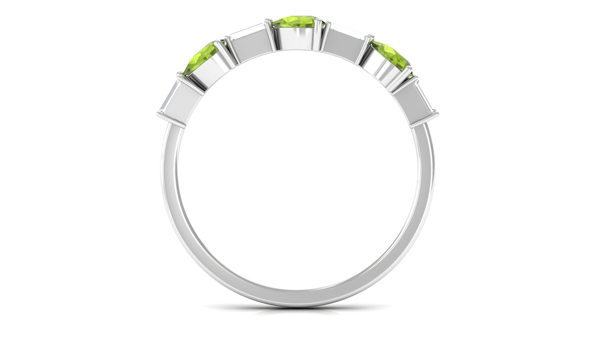 Peridot and Moissanite East West Half Eternity Ring Peridot - ( AAA ) - Quality - Rosec Jewels