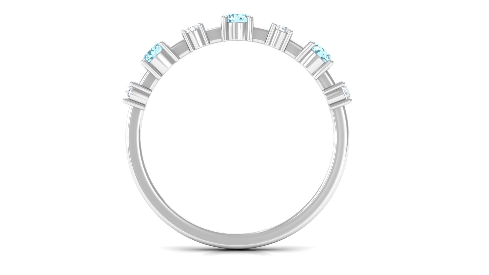 Natural Aquamarine and Diamond Half Eternity Ring Aquamarine - ( AAA ) - Quality - Rosec Jewels