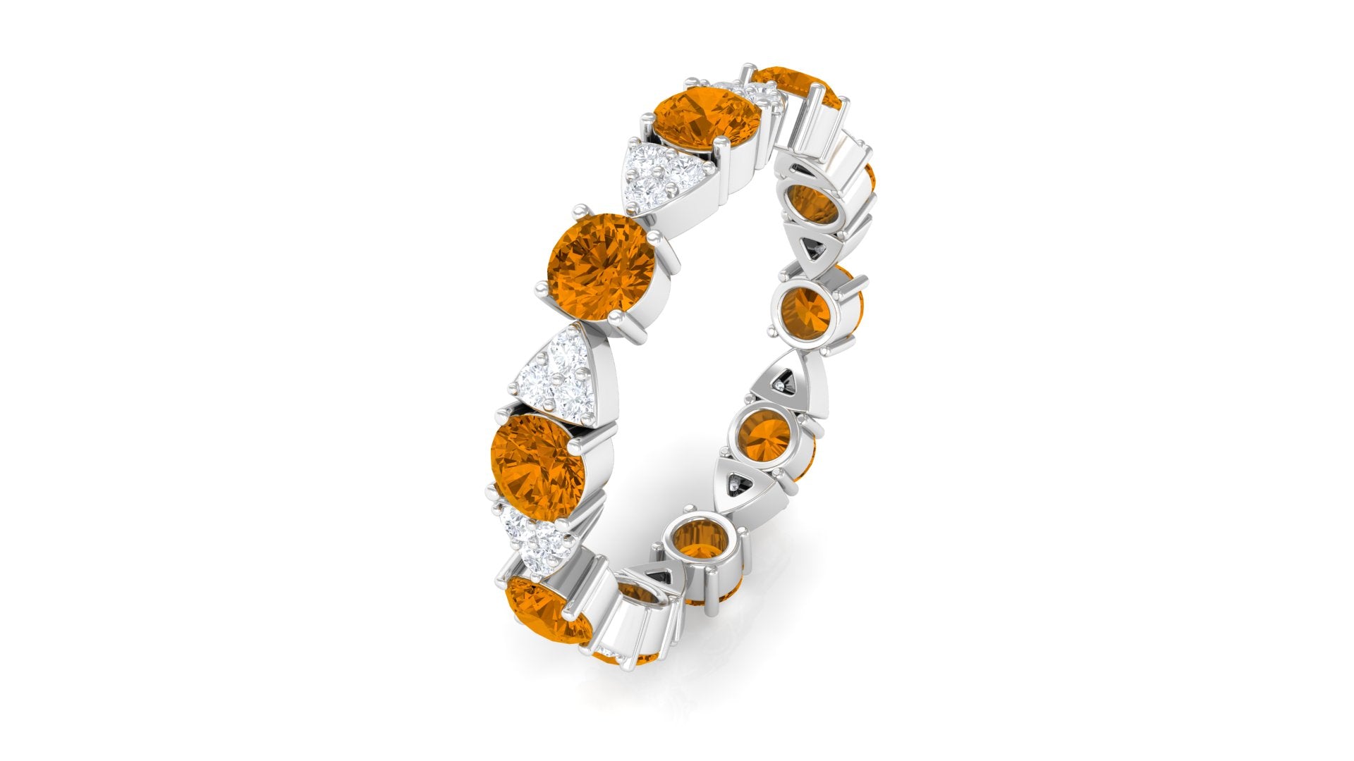 1.75 CT Designer Citrine and Moissanite Eternity Ring Citrine - ( AAA ) - Quality - Rosec Jewels