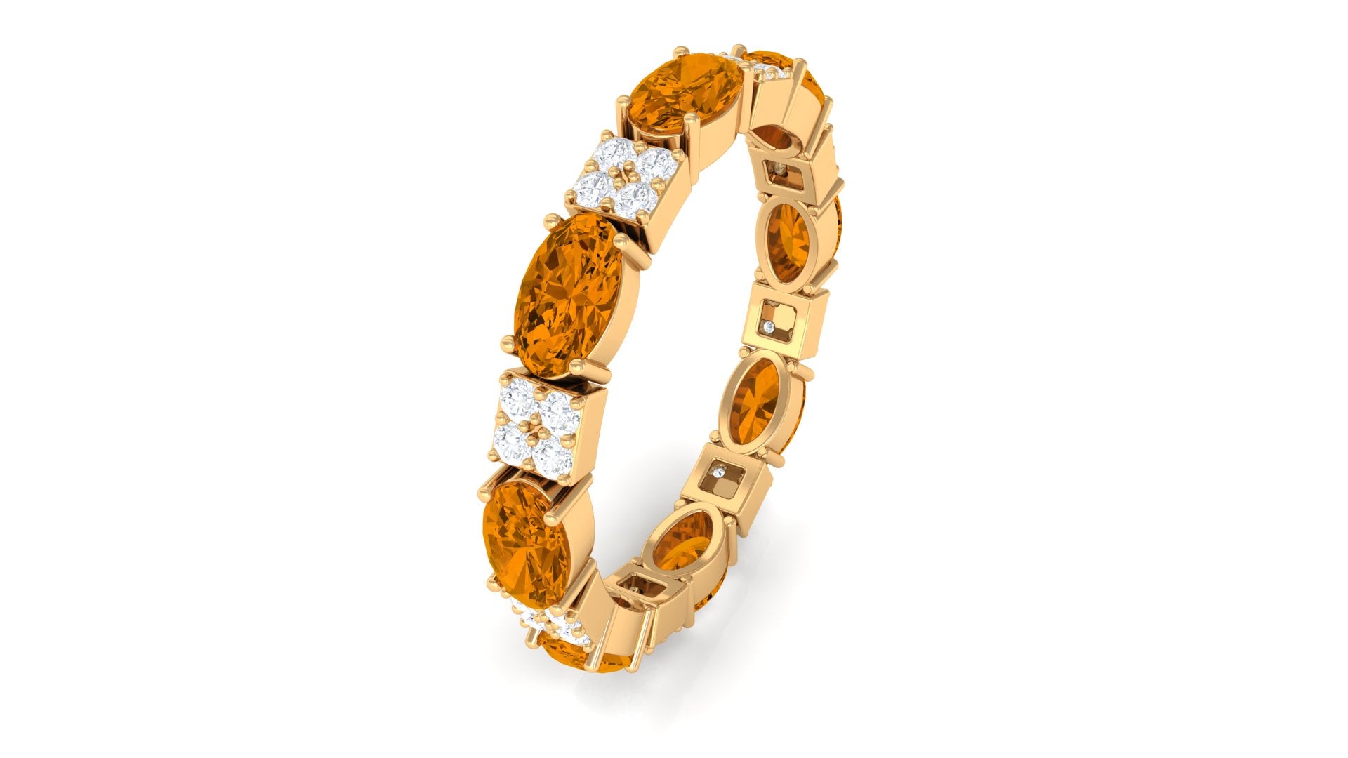 Alternate Citrine and Diamond Eternity Ring Citrine - ( AAA ) - Quality - Rosec Jewels