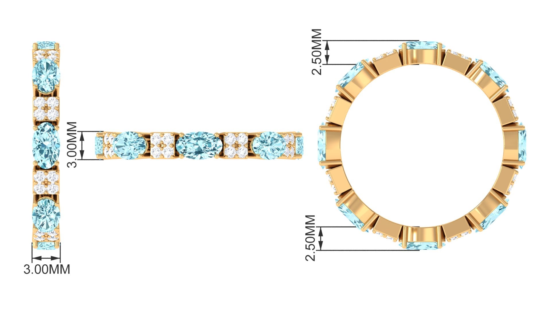 Real Aquamarine and Diamond Full Eternity Ring Aquamarine - ( AAA ) - Quality - Rosec Jewels