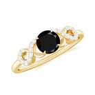 1/2 CT Black Onyx and Diamond Criss Cross Engagement Ring Black Onyx - ( AAA ) - Quality - Rosec Jewels